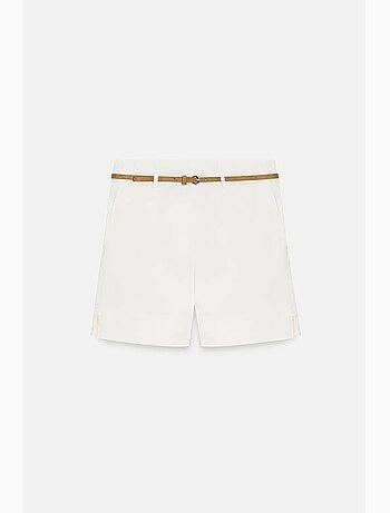 Short tailleur en popeline à taille haute et ceinture dilvin