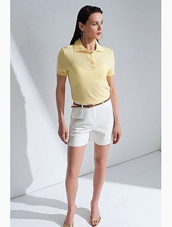 Short tailleur en popeline à taille haute et ceinture dilvin