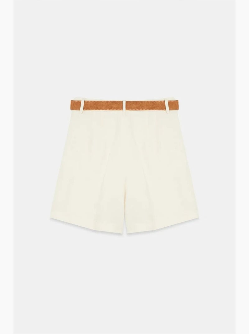 Short tailleur taille haute à jambe large dilvin Crème - Kiabi
