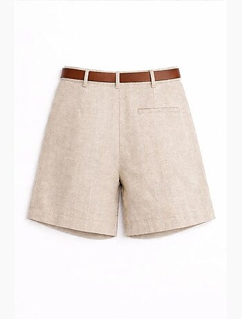 Short tailleur taille haute à jambes larges et ceinture mixray