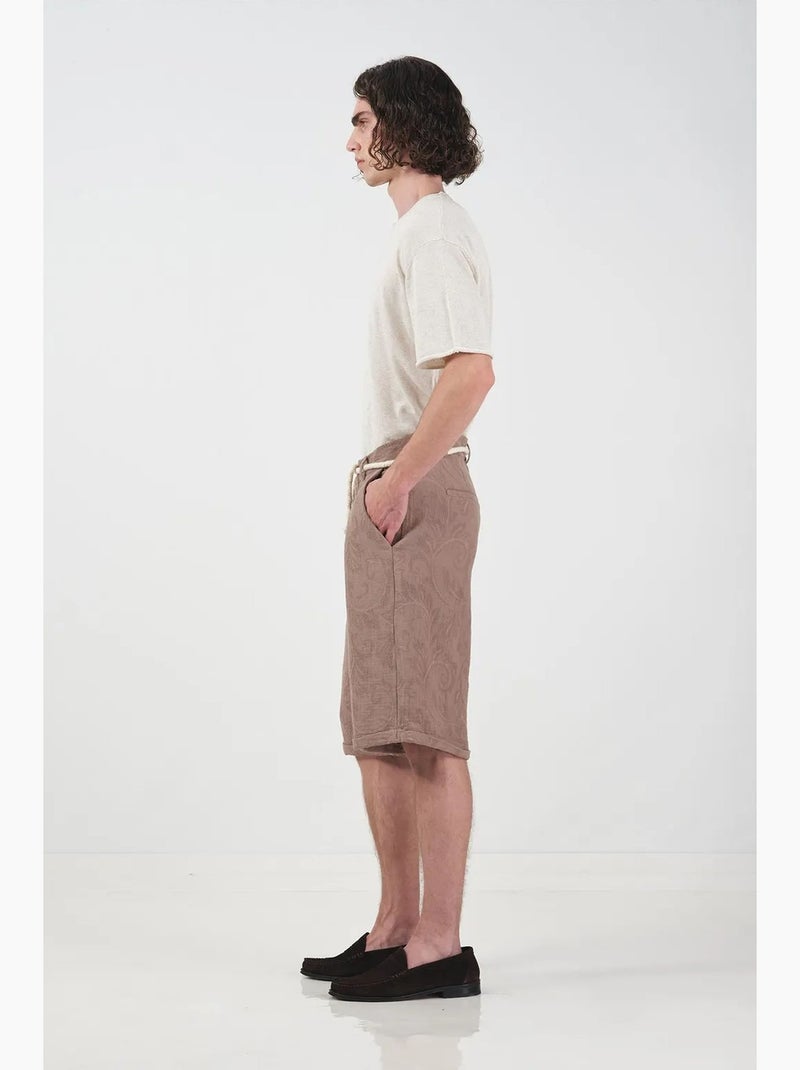 Short texturé taille mi-haute jambes larges giesto Marron clair - Kiabi