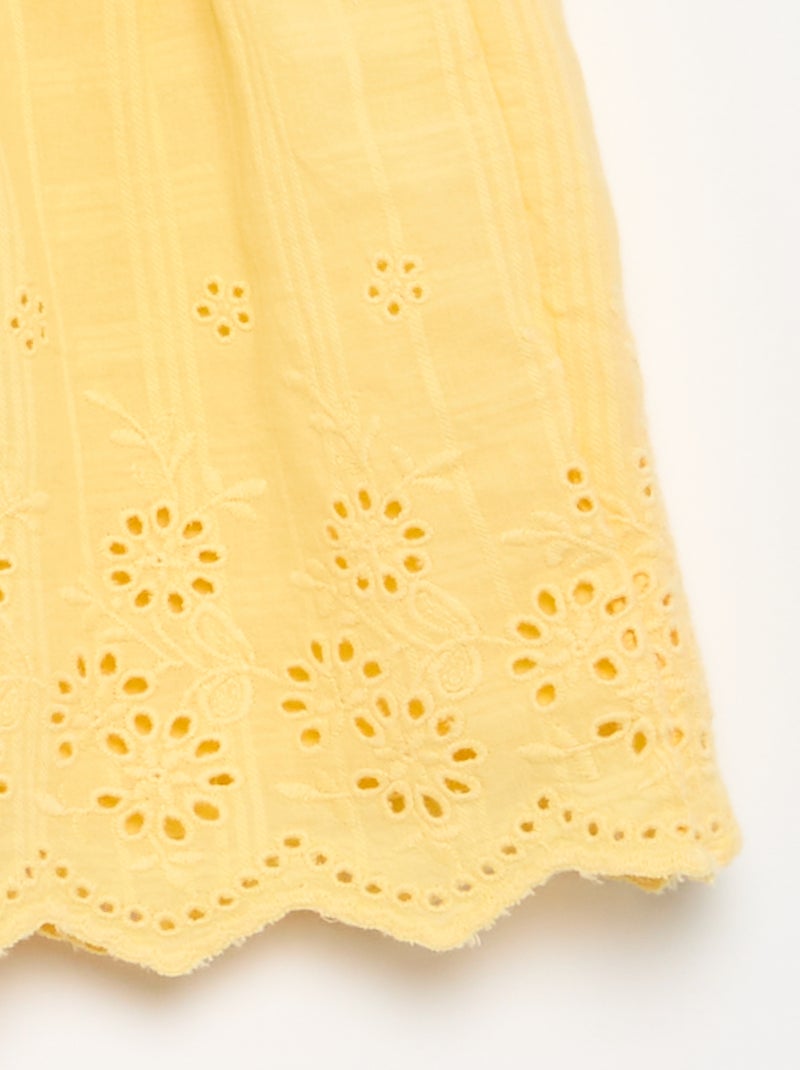 Short uni avec broderies anglaises Jaune - Kiabi