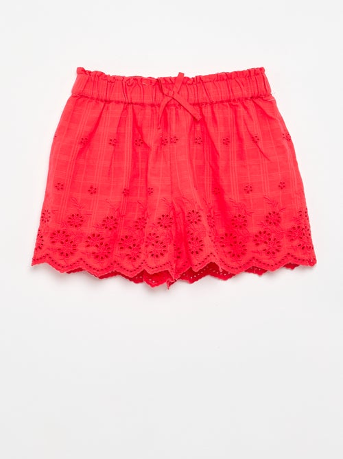Short uni avec broderies anglaises - Kiabi