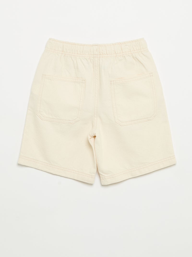 Short uni avec taille élastiquée Ecru - Kiabi
