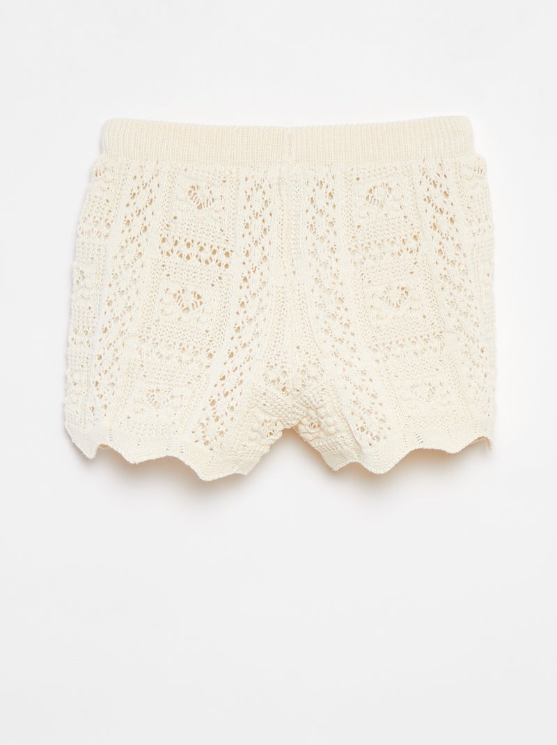 Short uni en crochet BLANC - Kiabi