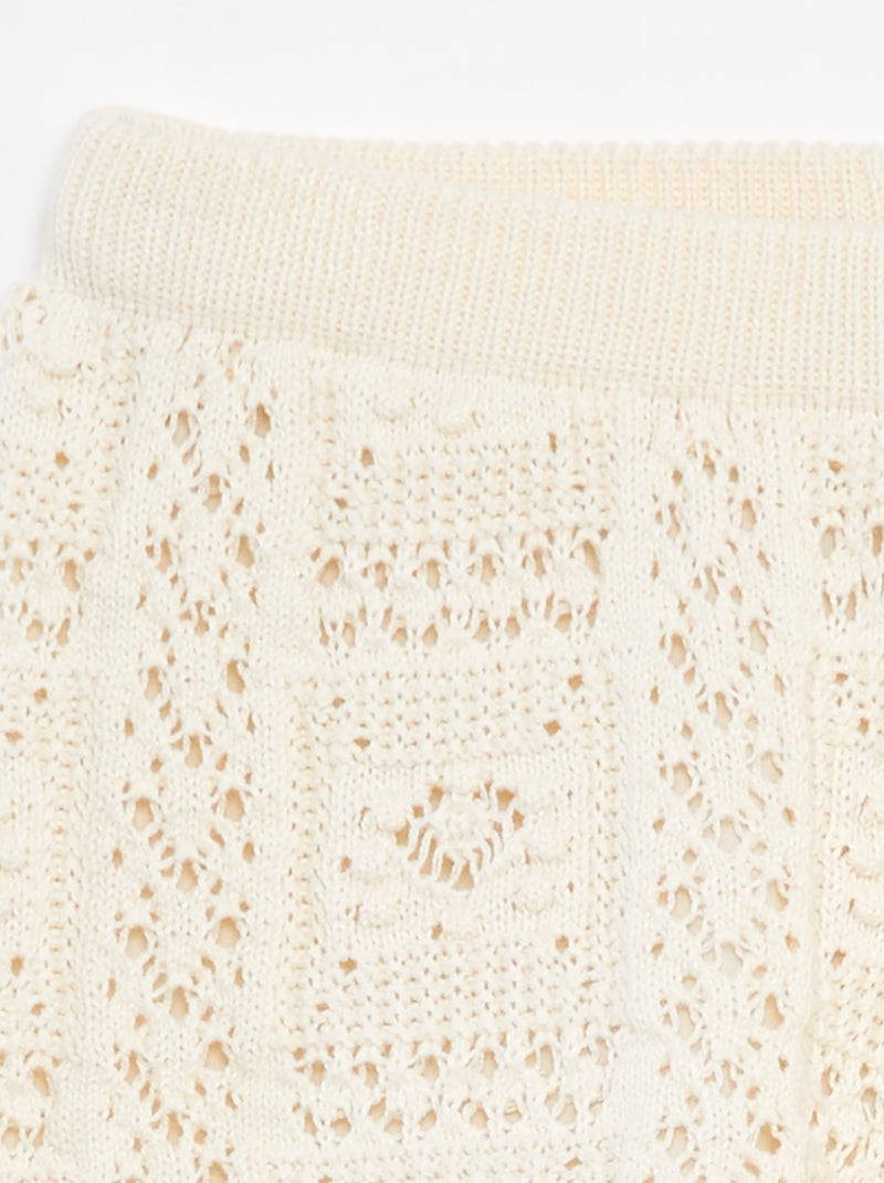 Short uni en crochet BLANC - Kiabi