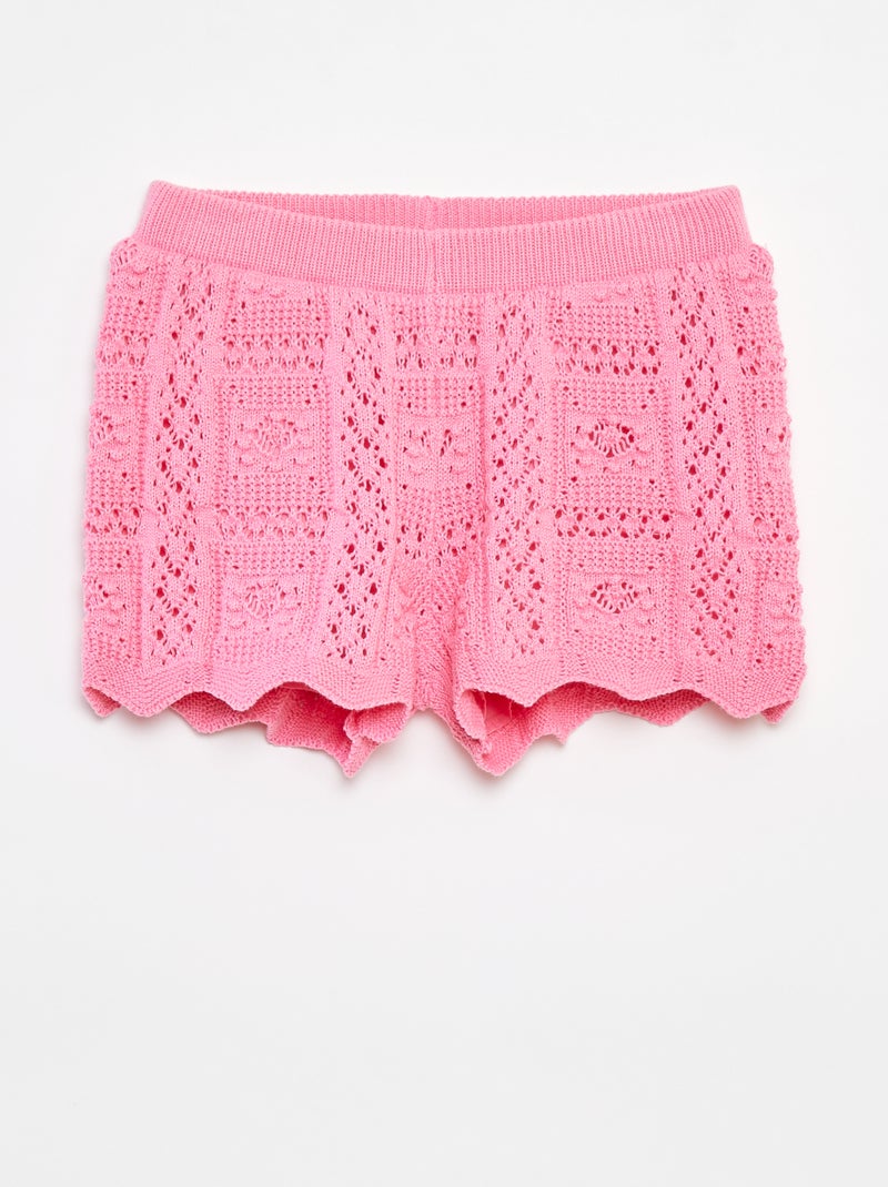 Short uni en crochet rose - Kiabi