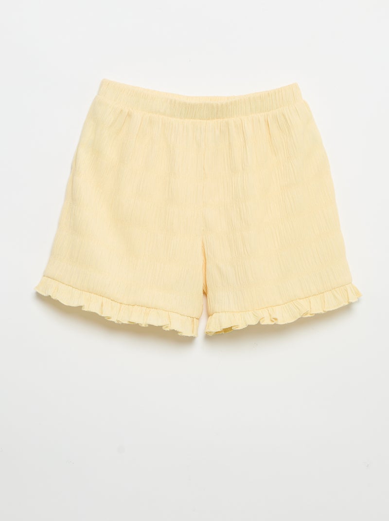 Short uni en maille gaufrée Jaune - Kiabi