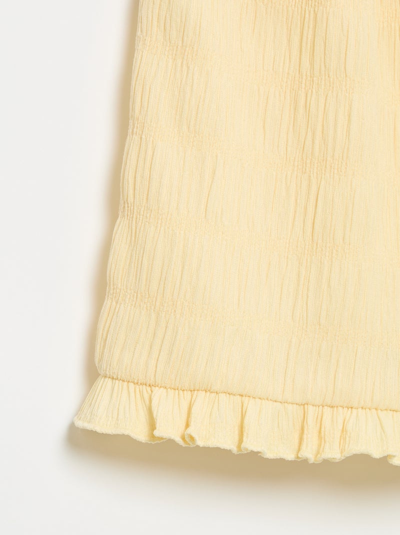 Short uni en maille gaufrée Jaune - Kiabi