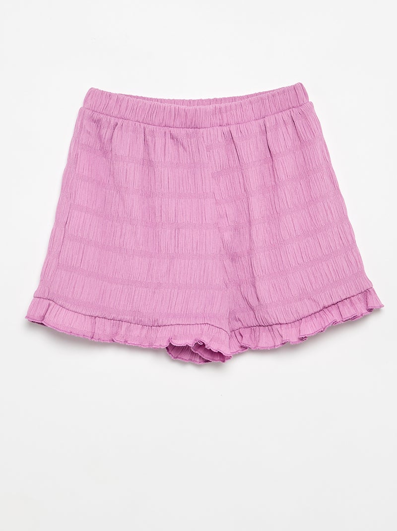 Short uni en maille gaufrée Violet - Kiabi