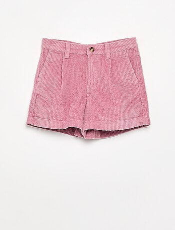 Short uni en velours côtelé