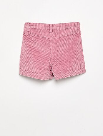 Short uni en velours côtelé