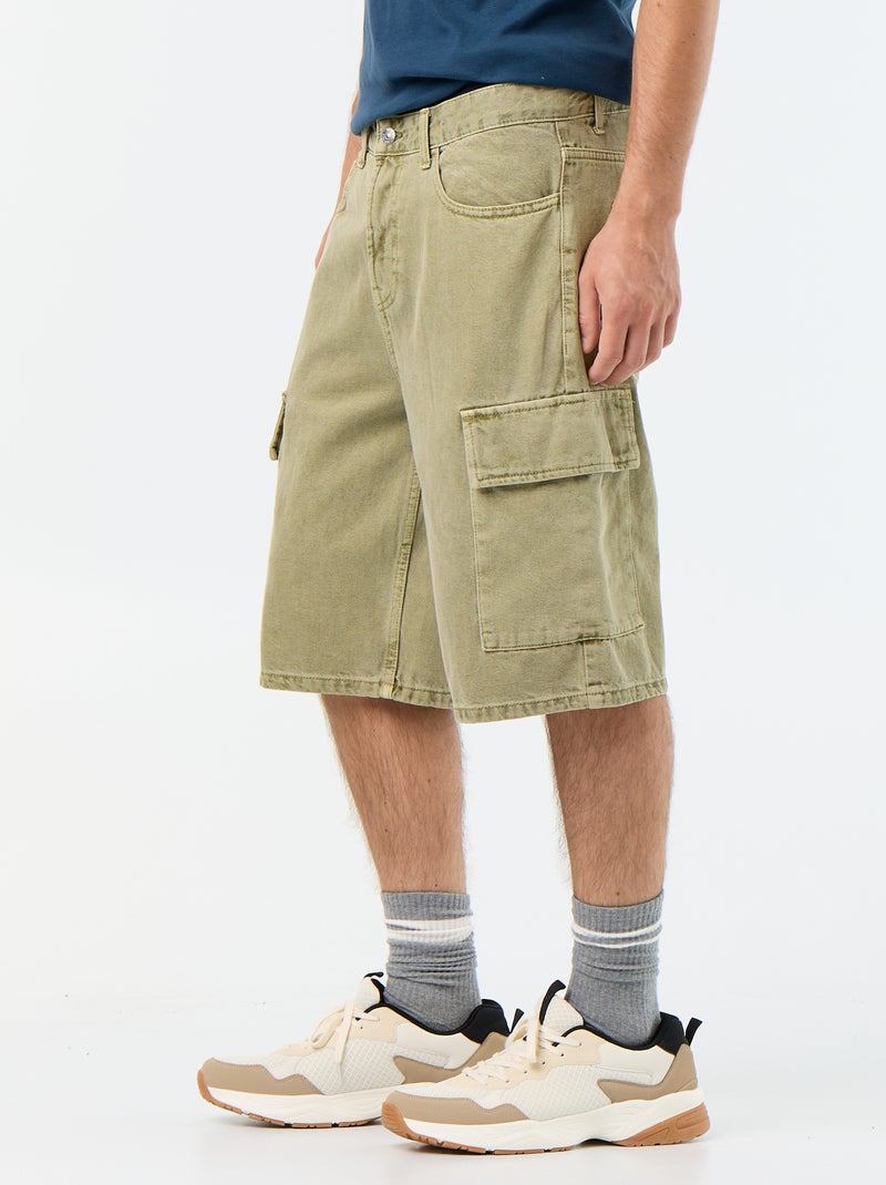 Short uni multipoches Kaki - Kiabi