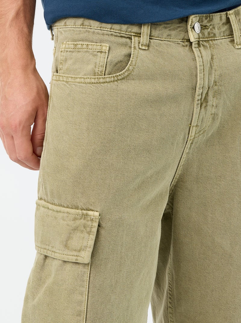 Short uni multipoches Kaki - Kiabi