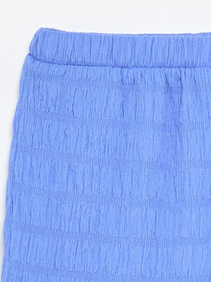 Short unie en maille gaufrée Bleu - Kiabi
