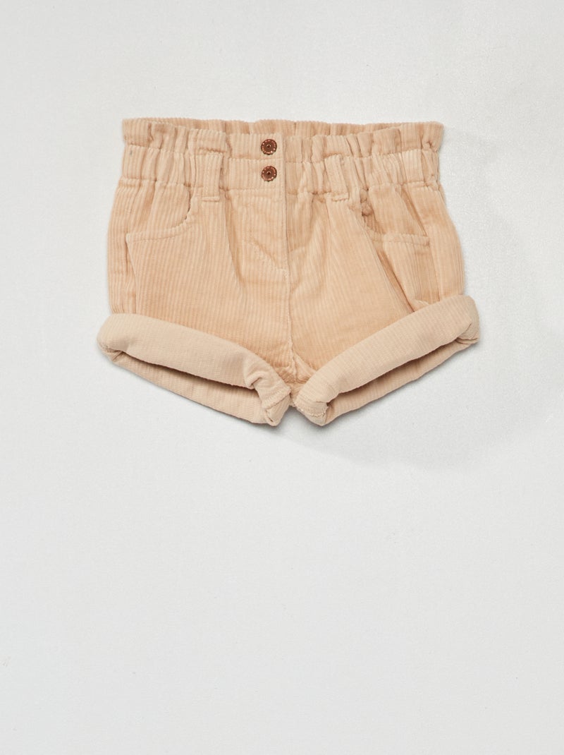 Short van corduroy met paperbagtaille BIEGE - Kiabi