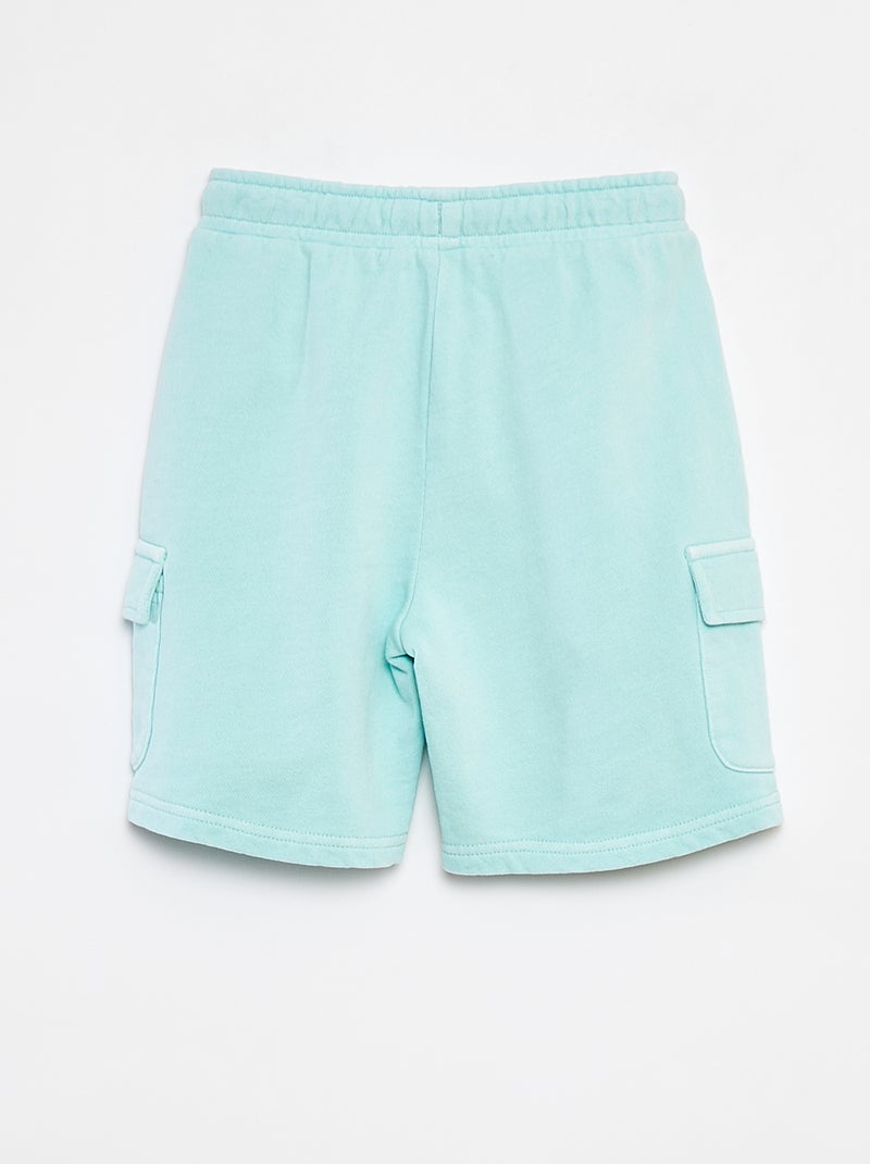 Short van dunne joggingstof met klepzakje BLAUW - Kiabi