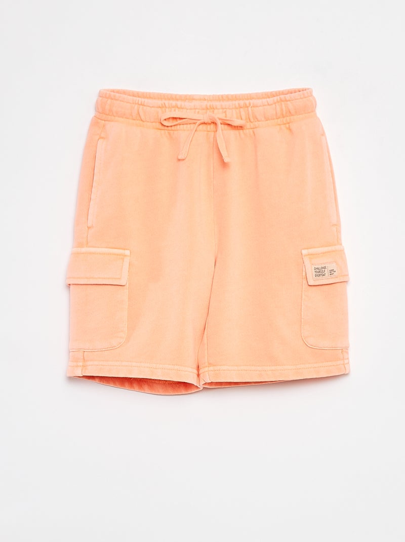 Short van dunne joggingstof met klepzakje ORANJE - Kiabi