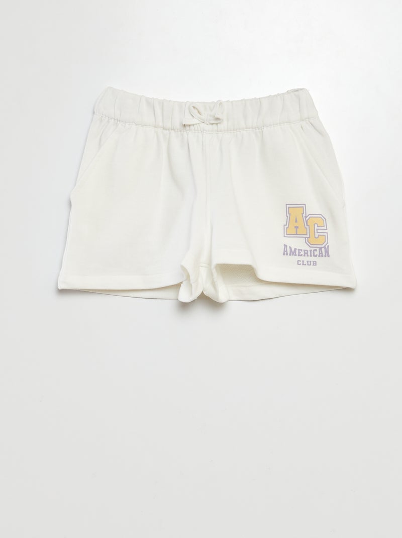 Short van dunne joggingstof WIT - Kiabi