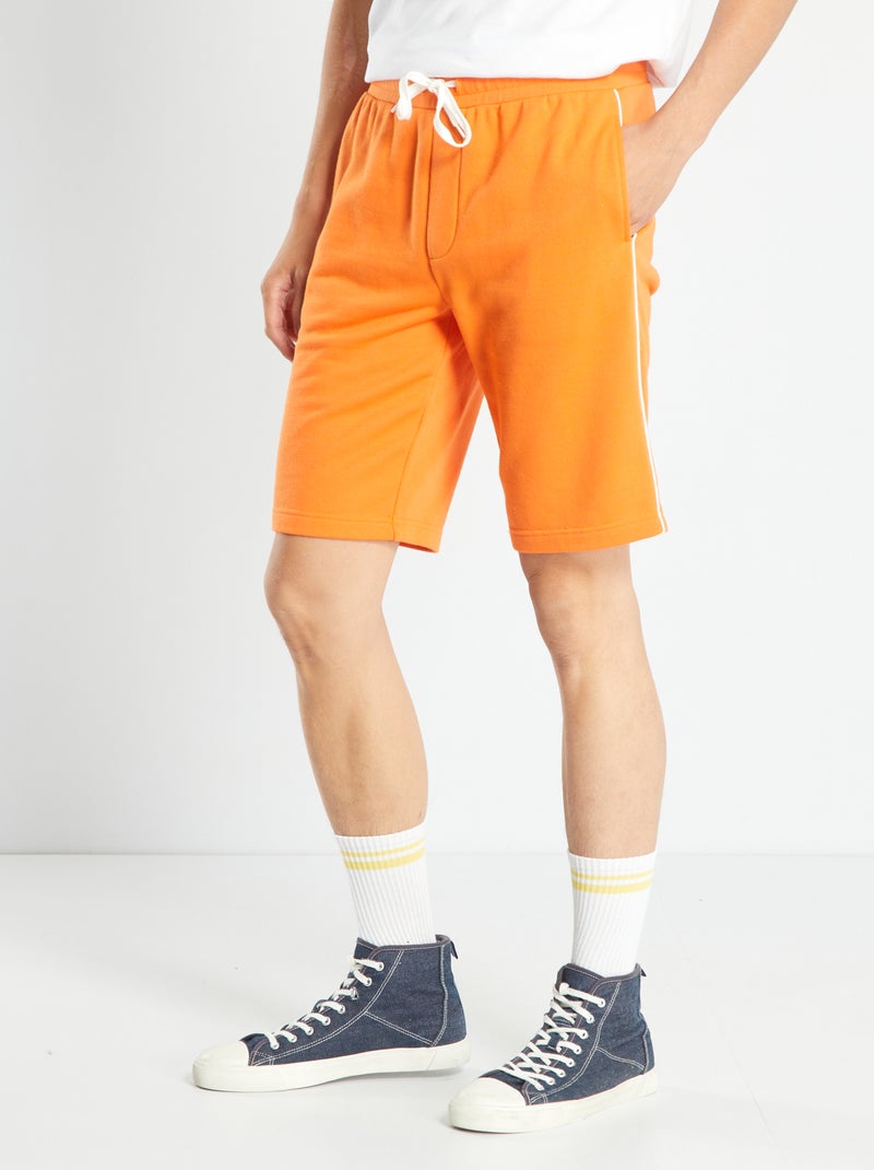 Short van effen joggingstof donkeroranje - Kiabi