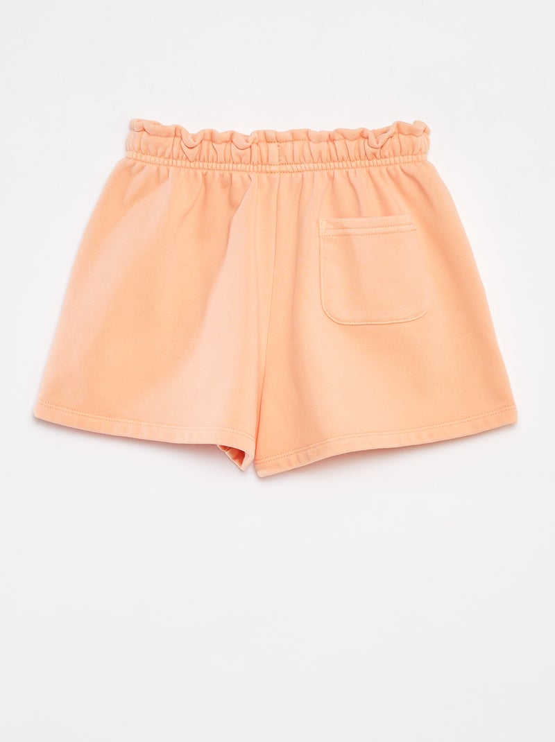 Short van effen joggingstof ORANJE - Kiabi
