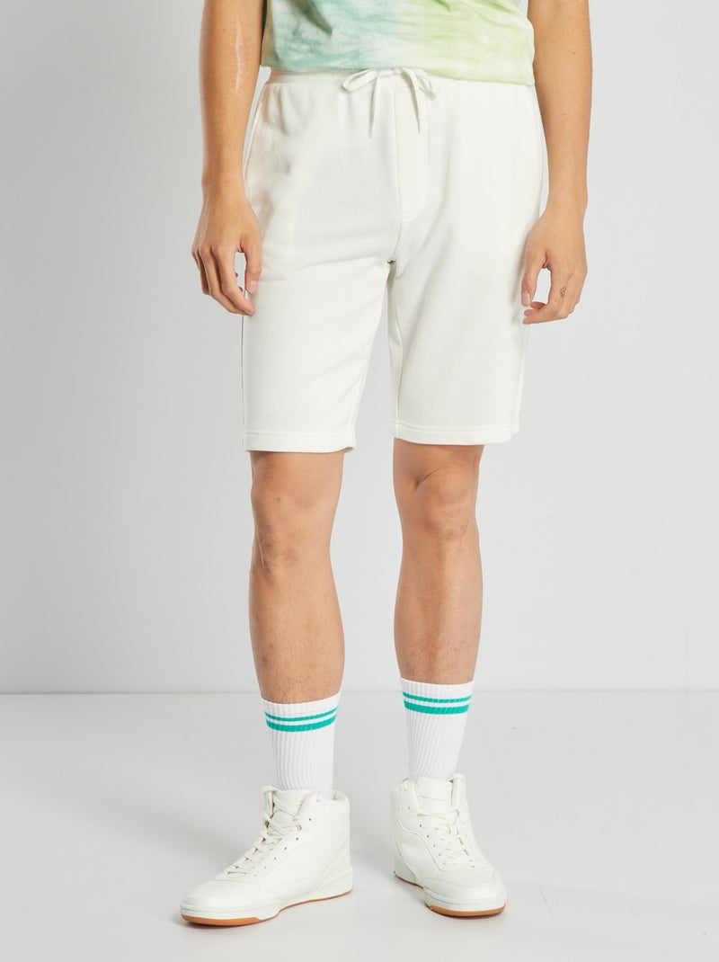 Short van effen joggingstof WIT - Kiabi