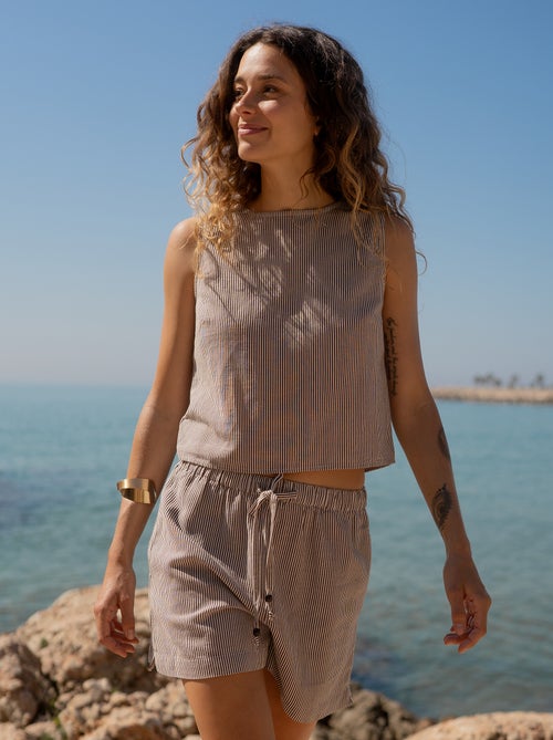 Short van gemengd linnen - Kiabi