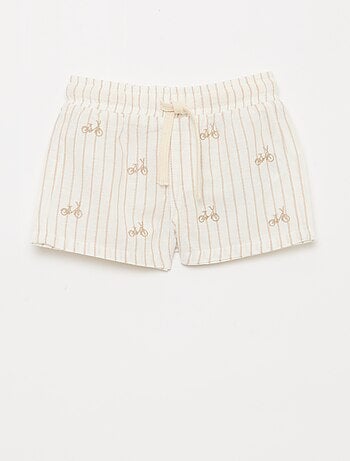Short van gemengd linnen met strepen