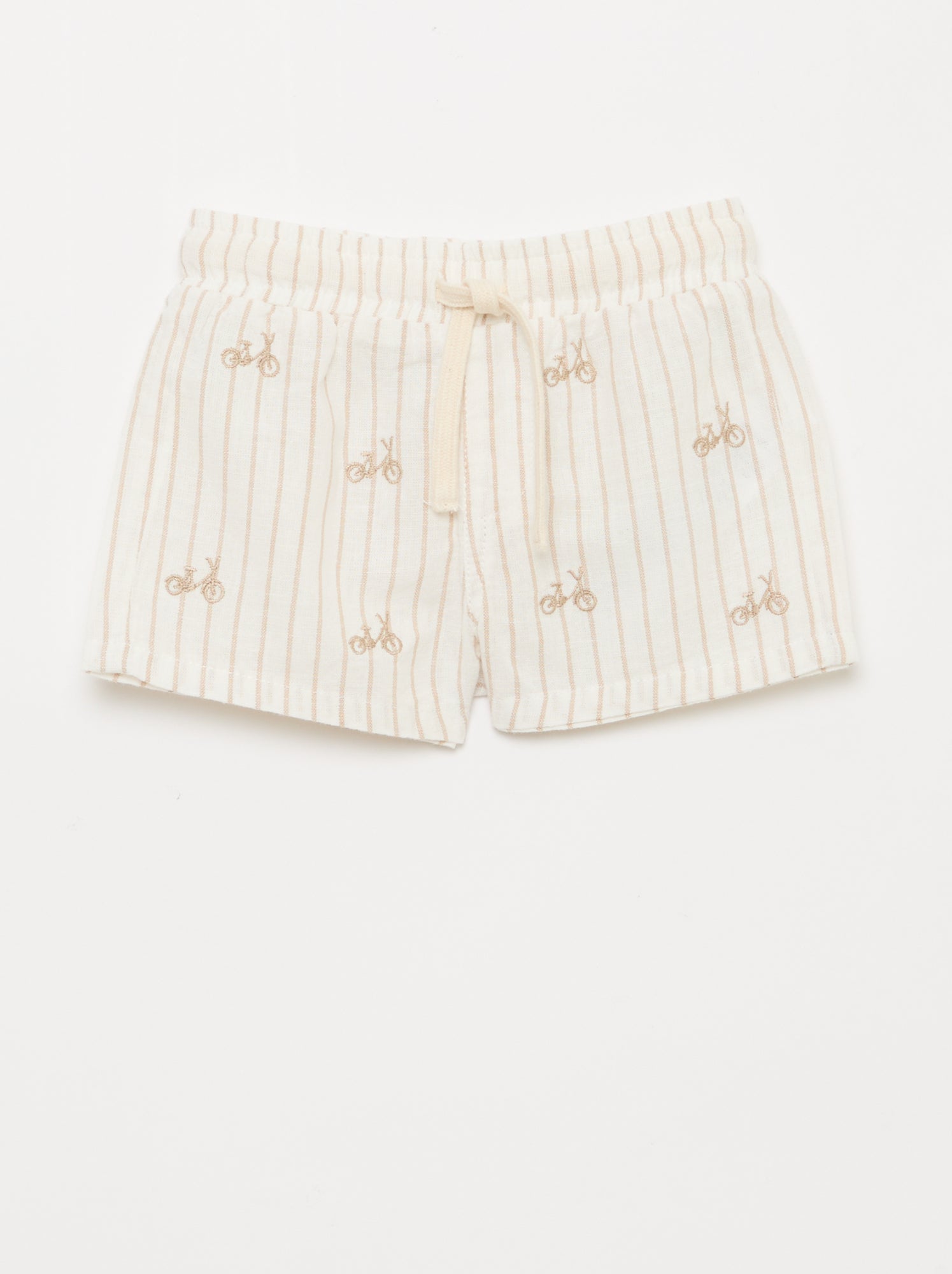 Short van gemengd linnen met strepen