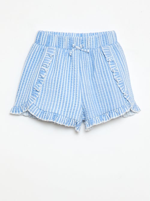 Short van gewafelde stof met ruches - Kiabi