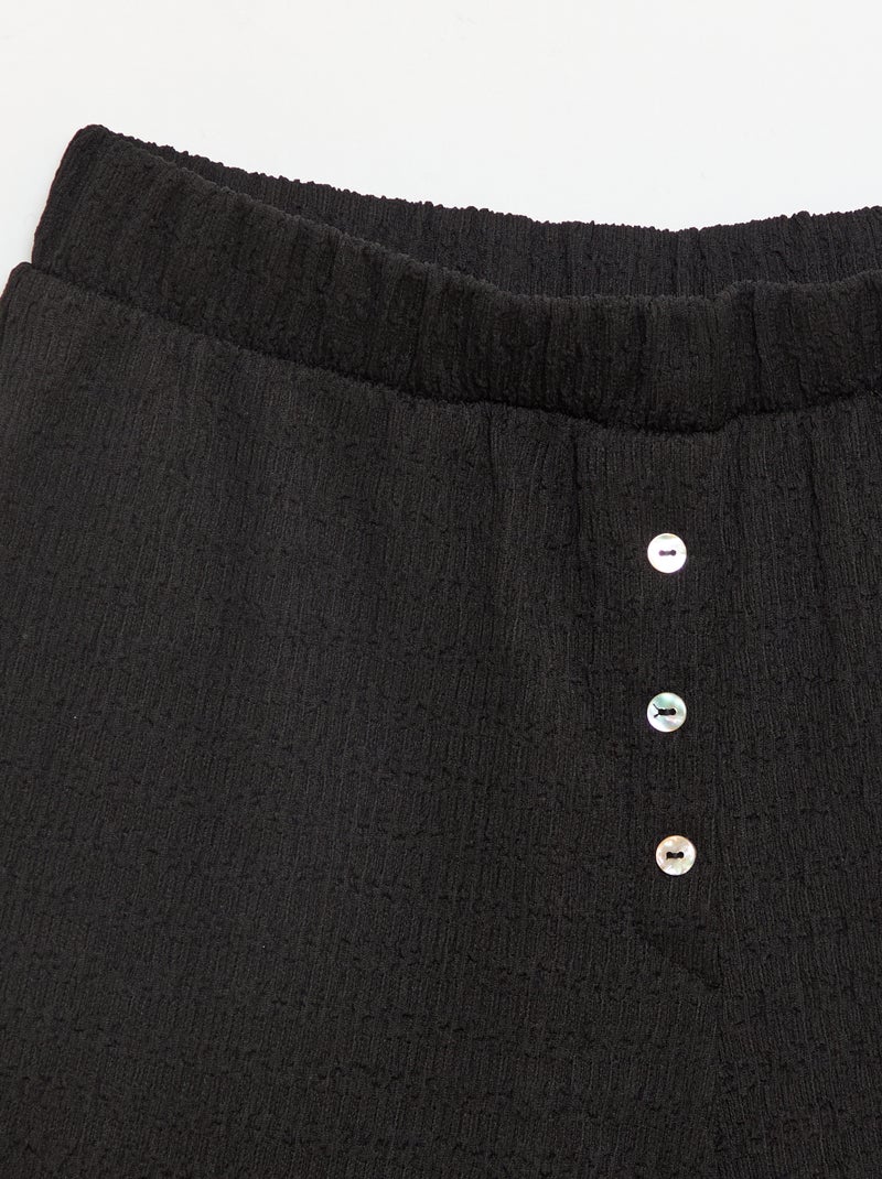 Short van gewafelde stof Zwart - Kiabi