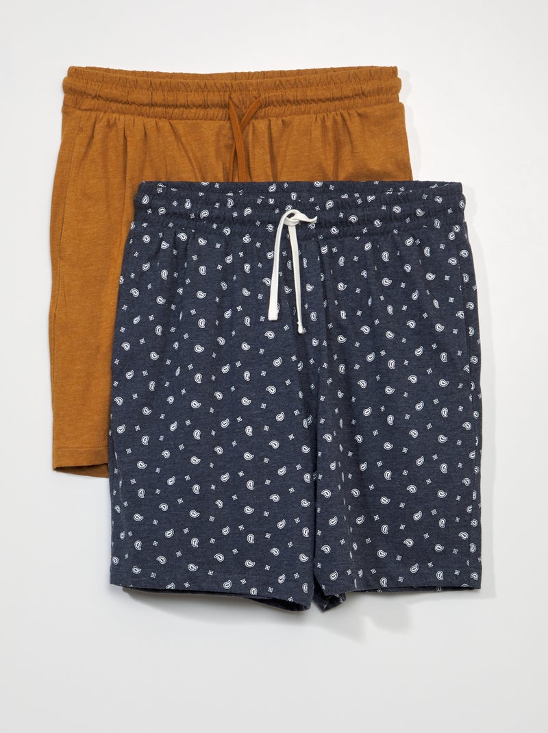 Short van jerseystof - Setje van 2 BLAUW - Kiabi