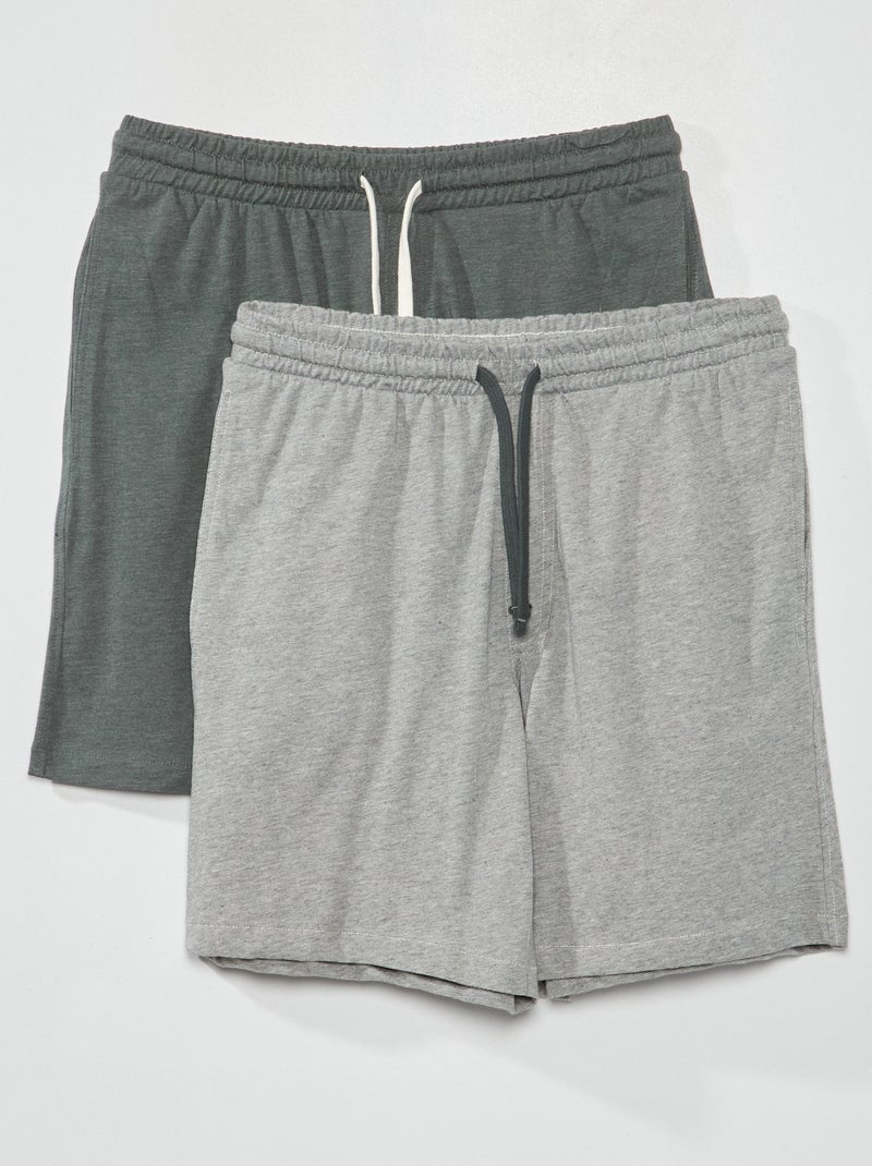 Short van jerseystof - Setje van 2 GROEN - Kiabi