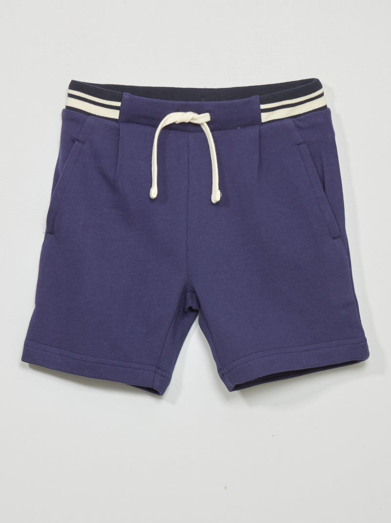 Short van joggingstof donkerblauw - Kiabi