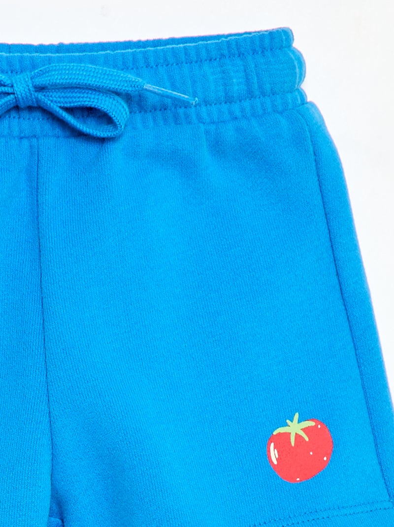 Short van joggingstof met motief Blauw - Kiabi