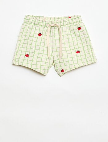 Short van joggingstof met motief
