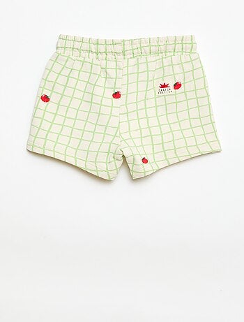 Short van joggingstof met motief