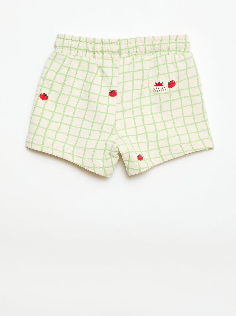 Short van joggingstof met motief Wit - Kiabi