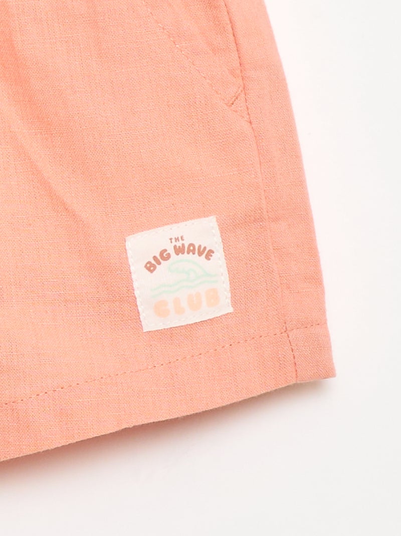 Short van katoen en linnen Oranje - Kiabi