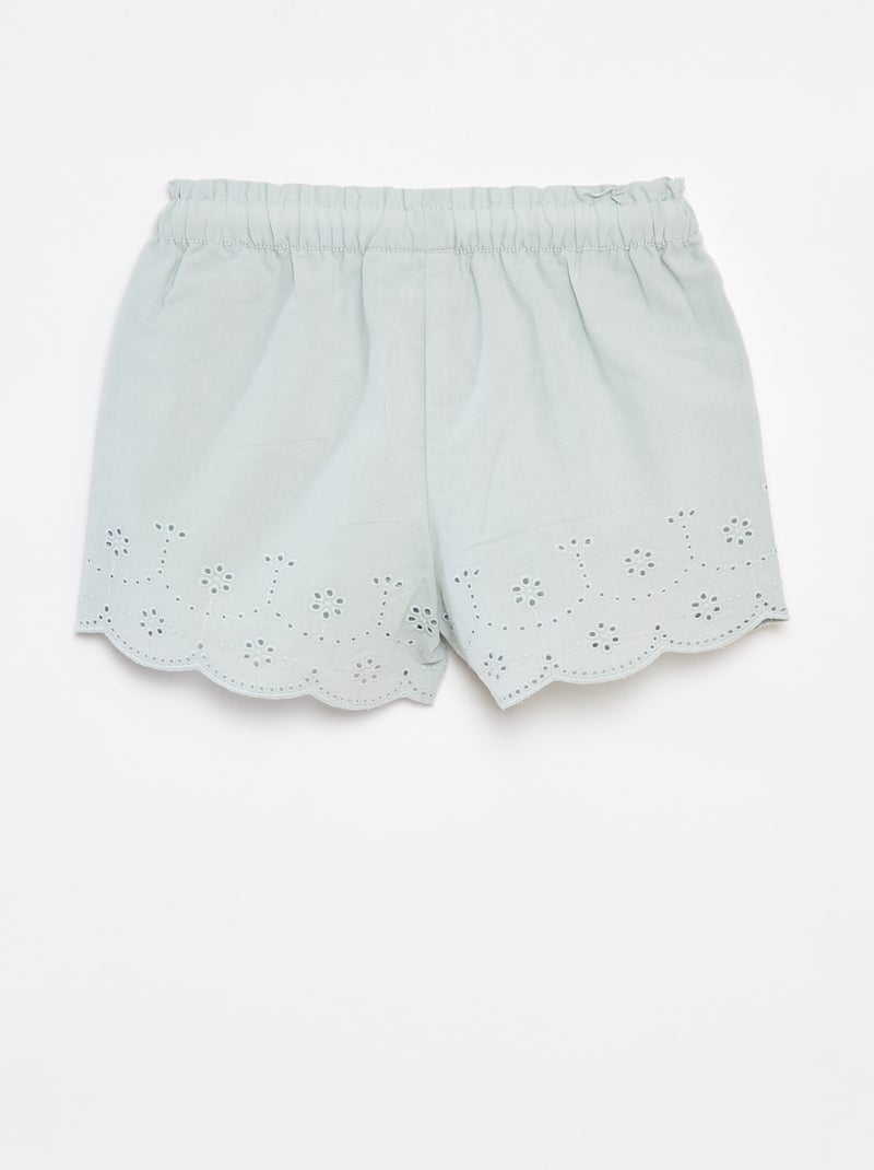 Short van katoenen voile met broderie anglaise 'Disney' GROEN - Kiabi