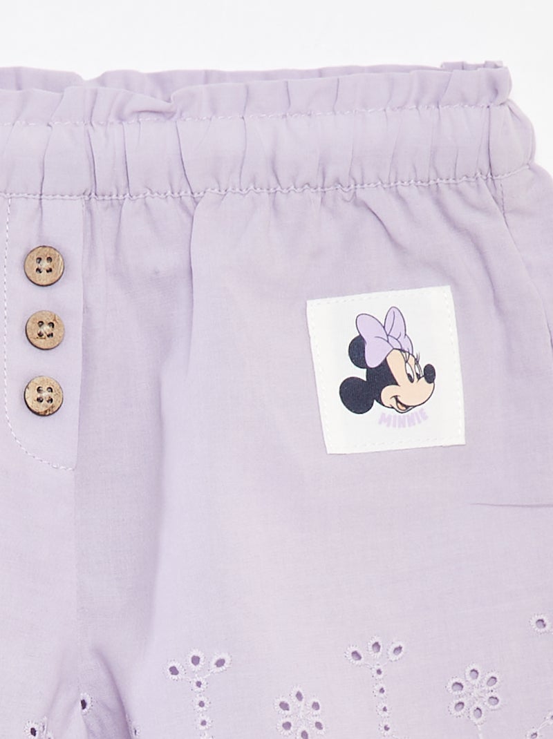 Short van katoenen voile met broderie anglaise 'Disney' PAARS - Kiabi