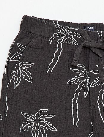 Short van katoengaas met geborduurd motief