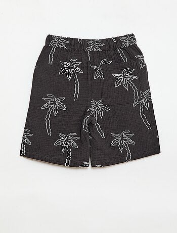 Short van katoengaas met geborduurd motief