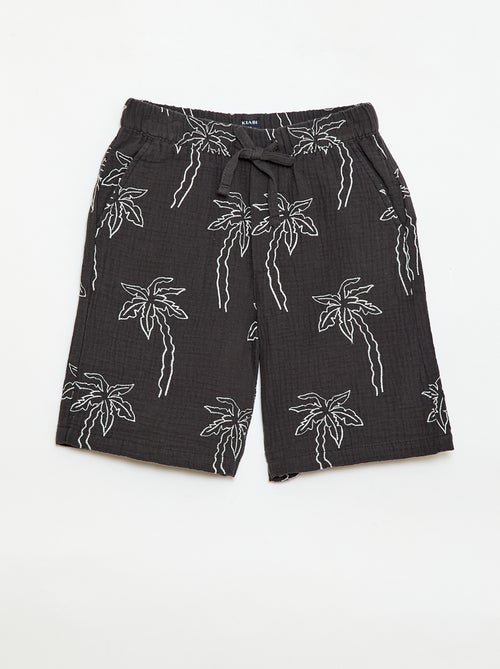 Short van katoengaas met geborduurd motief - Kiabi