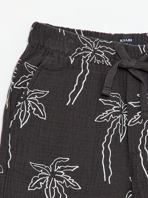 Short van katoengaas met geborduurd motief - Kiabi