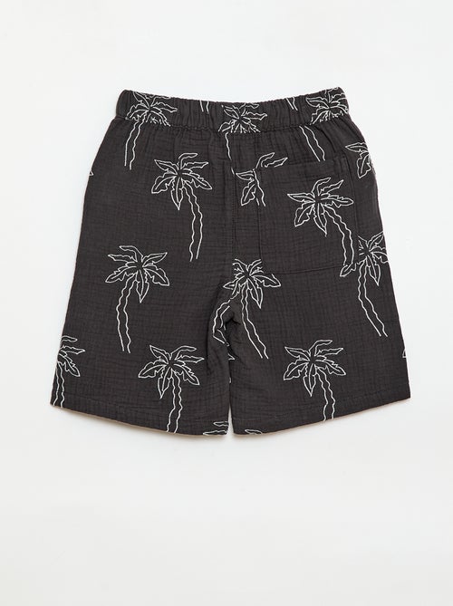 Short van katoengaas met geborduurd motief - Kiabi