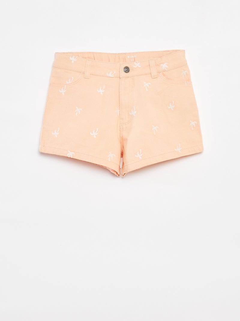 Short van keperstof met verstelbare taille Oranje - Kiabi