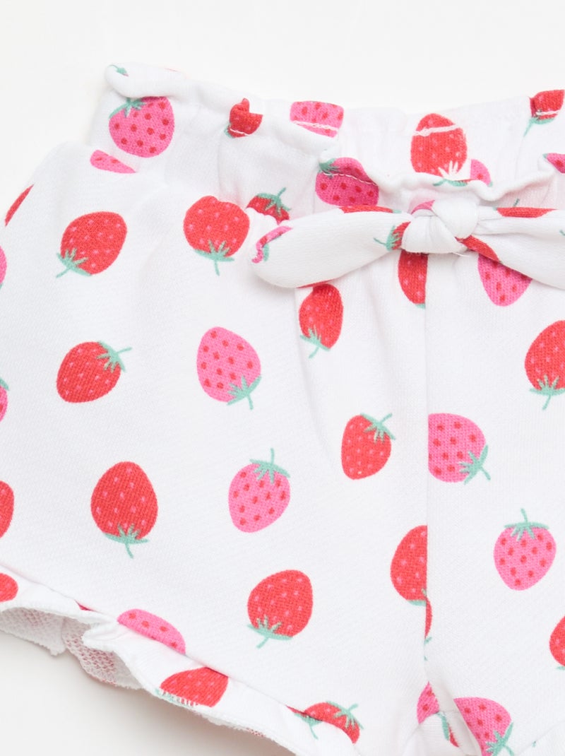 Short van lichtgewicht sweatstof met volant Wit - Kiabi