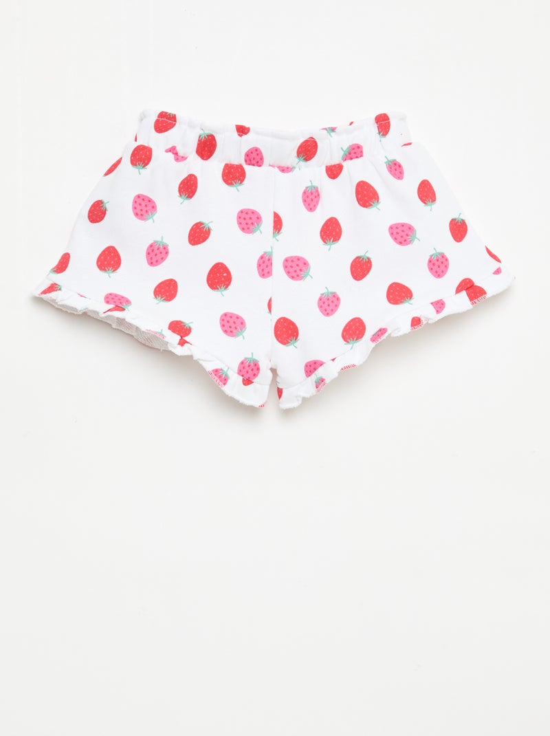 Short van lichtgewicht sweatstof met volant Wit - Kiabi