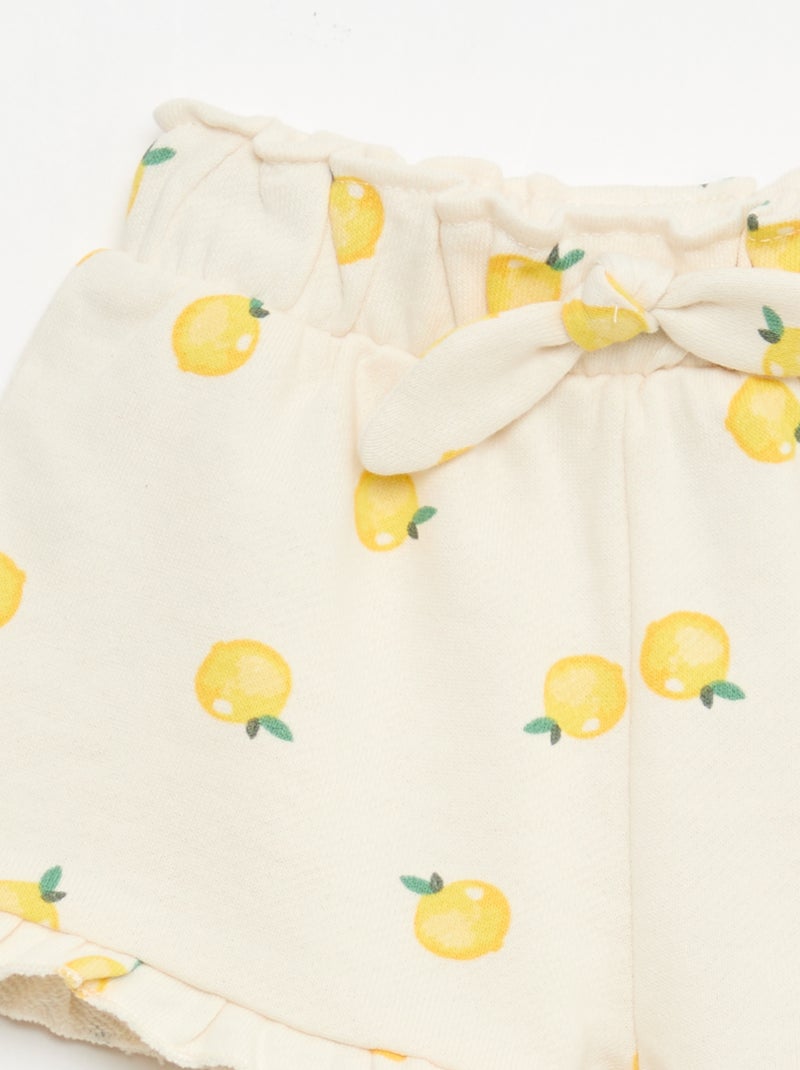 Short van lichtgewicht sweatstof met volant Wit - Kiabi